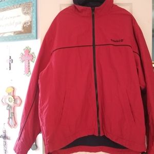Timberland Weathergear Spring 2002 Winter Jacket Red W/Navy Fleece Lining XL